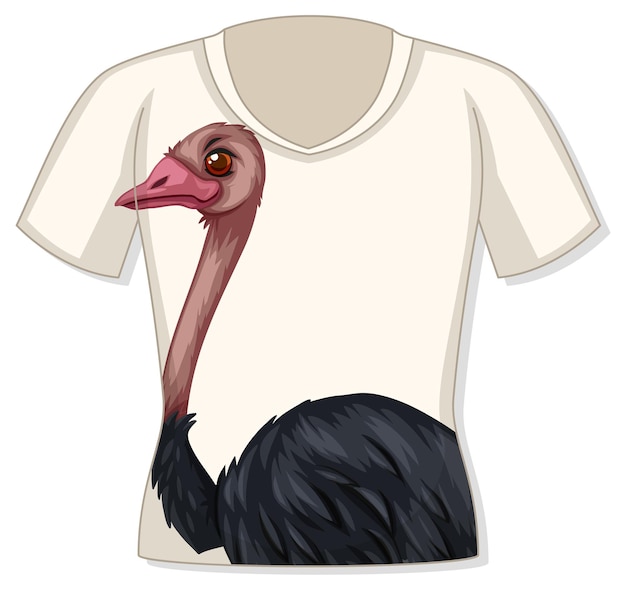 Vector gratuito parte delantera de la camiseta con estampado de avestruz