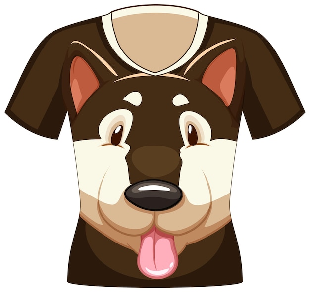 Parte delantera de la camiseta con estampado de cara de perro shiba