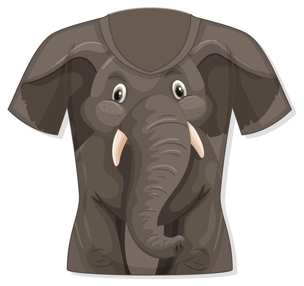 Parte delantera de la camiseta con estampado de elefante
