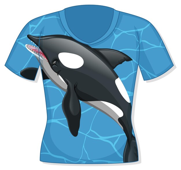 Parte delantera de la camiseta con estampado de orca