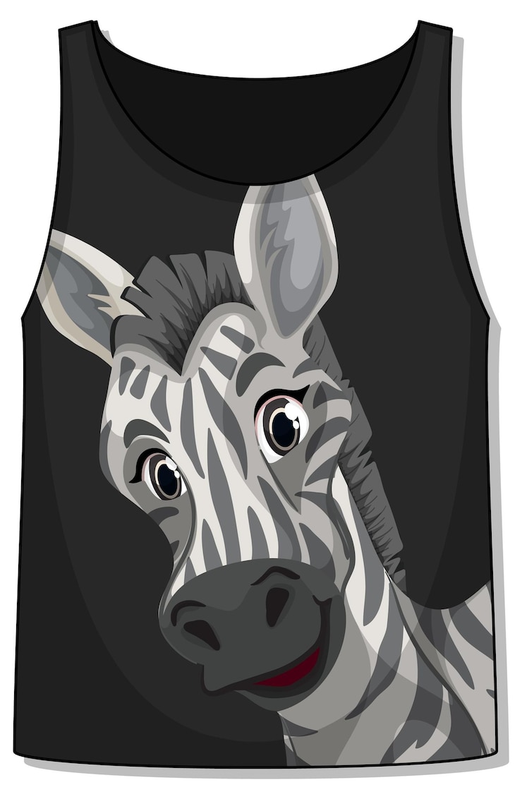 Vector gratuito parte delantera de la camiseta sin mangas con estampado de cebra