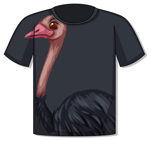 Parte delantera de la camiseta con plantilla de avestruz