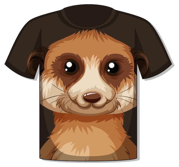 Vector gratuito parte delantera de la camiseta con plantilla de cara de suricata