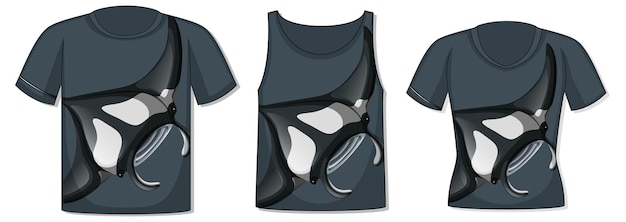 Vector gratuito parte delantera de la camiseta con plantilla de mantarraya