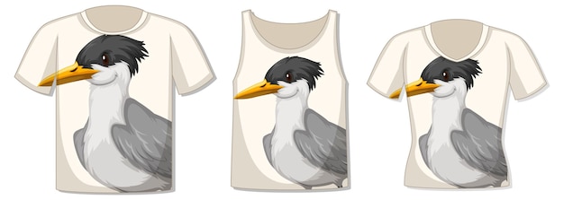 Vector gratuito parte delantera de la camiseta con plantilla de pájaro