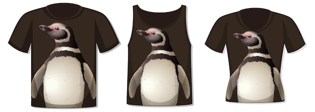 Parte delantera de la camiseta con plantilla de pingüino