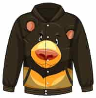 Vector gratuito parte delantera de la chaqueta bomber con estampado de oso negro