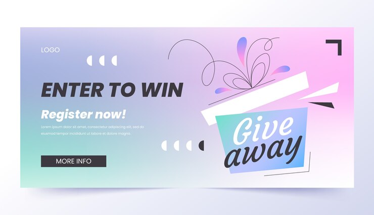 Vector gratuito participa para ganar un diseño de banner horizontal