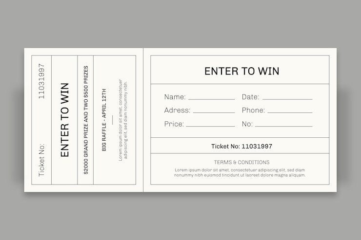 Vector gratuito participa minimalista para ganar un boleto de rifa