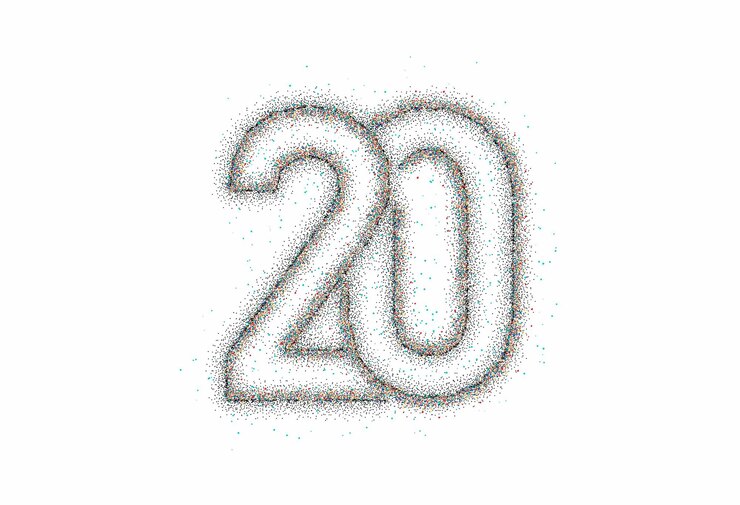 Vector gratuito partícula número 20 en el vector de texto de círculo diseño vectorial.