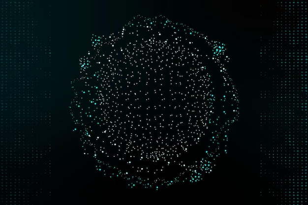 Partículas redondas puntos tecnología futurista fondo negro