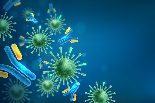 Partículas de virus que interactúan con moléculas de anticuerpos