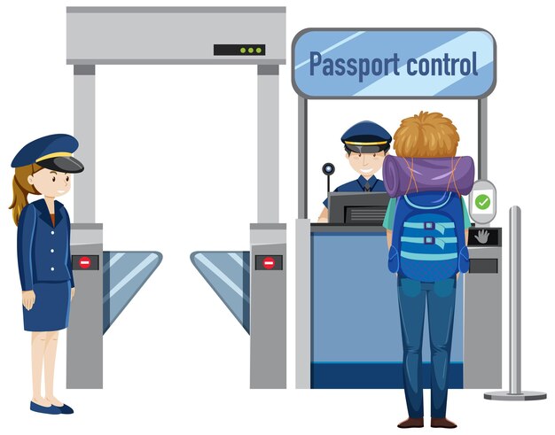 Un pasajero esperando en el control de pasaportes