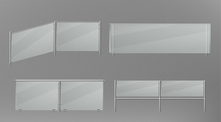 Vector gratuito pasamanos de vidrio sobre fondo transparente