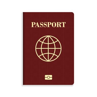 Pasaporte rojo biométrico internacional aislado sobre fondo blanco. documento de identificación internacional