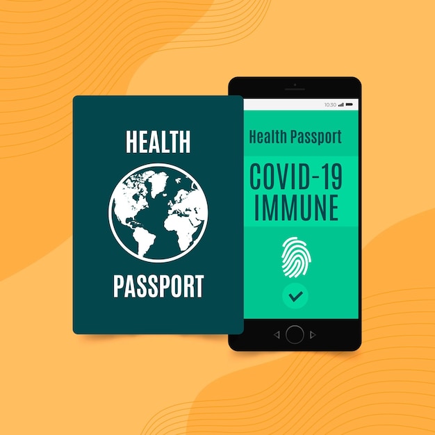 Pasaporte de salud de diseño plano para personas inmunes al covid