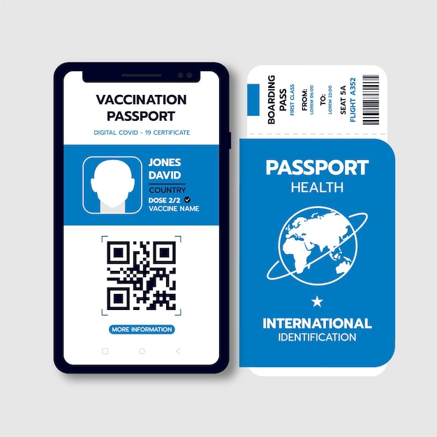 Pasaporte de vacunación de diseño plano