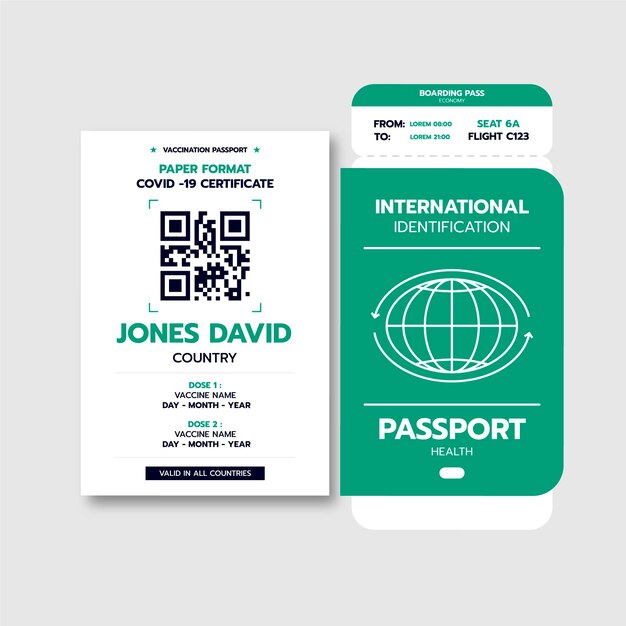 Pasaporte de vacunación de diseño plano