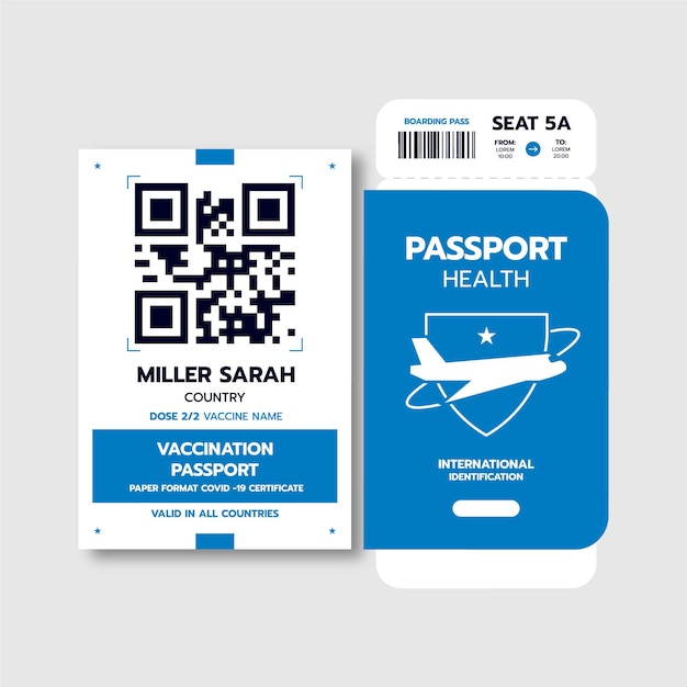 Pasaporte de vacunación de diseño plano