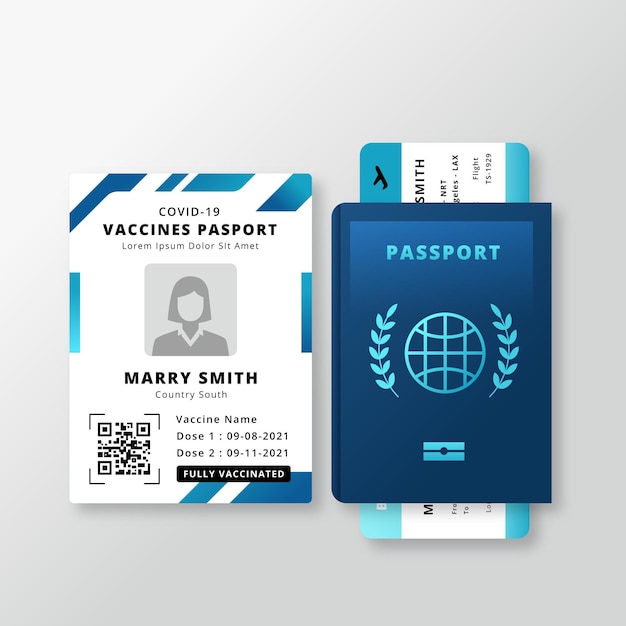 Vector gratuito pasaporte de vacunación gradiente