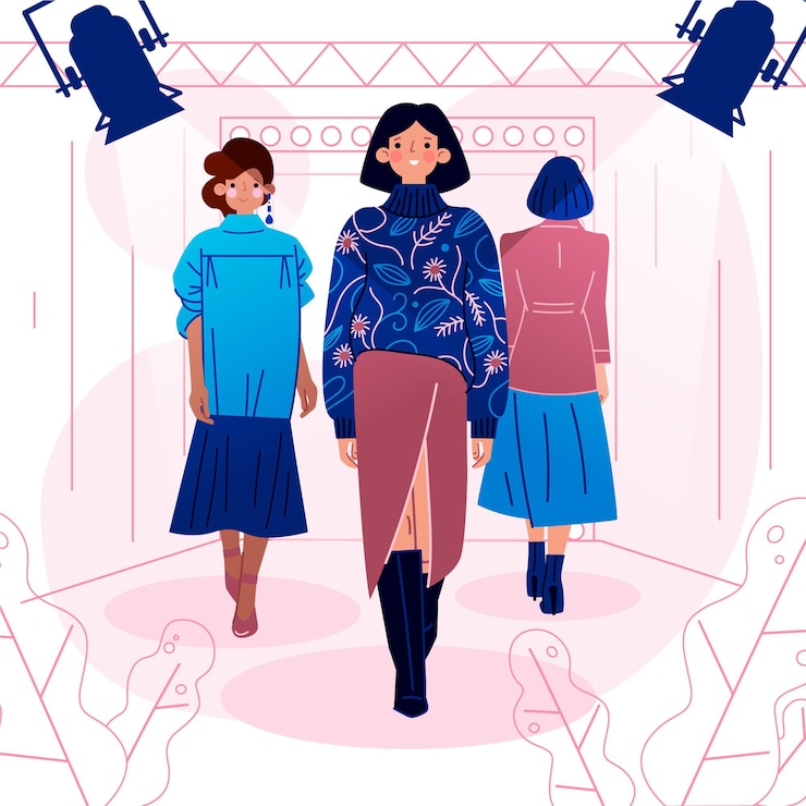 Vector gratuito pasarela de desfile de moda dibujada a mano