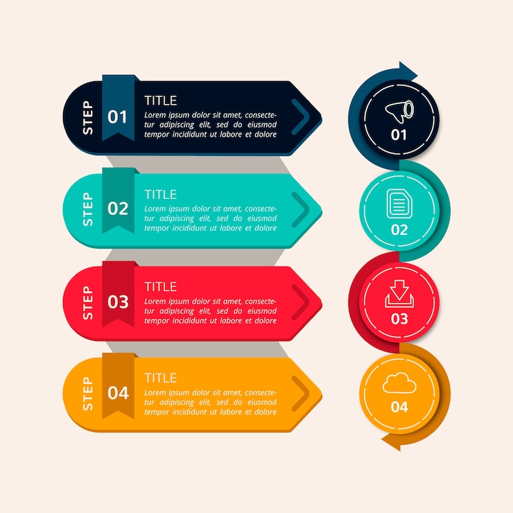 Vector gratuito pasos coloridos infografía