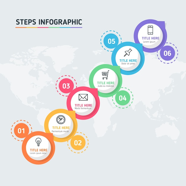 Pasos coloridos infografía