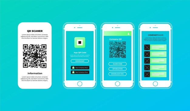 Pasos de escaneo de código Qr en concepto de teléfono inteligente