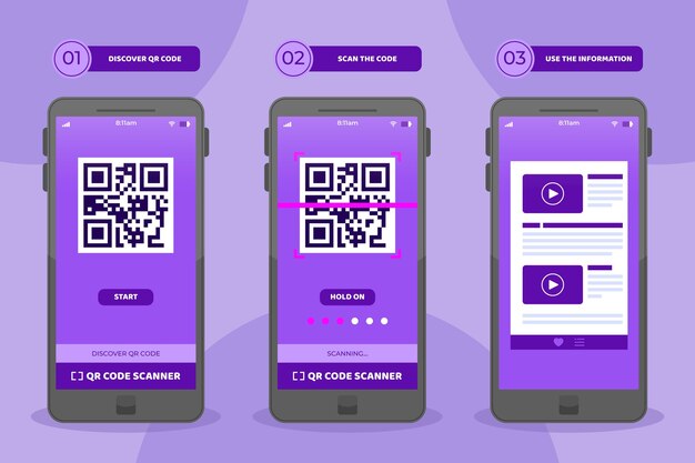 Pasos de escaneo de código QR en el teléfono inteligente