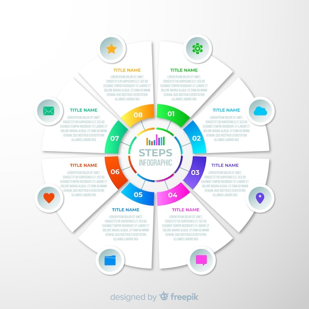 Pasos infografía coloridos diseño plano