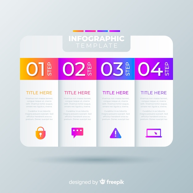 Vector gratuito pasos infografía coloridos diseño plano