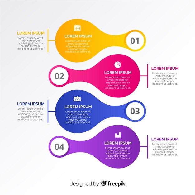 Pasos infografía curvos