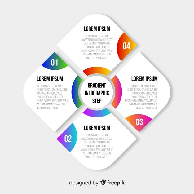Pasos de infografía degradado colorido