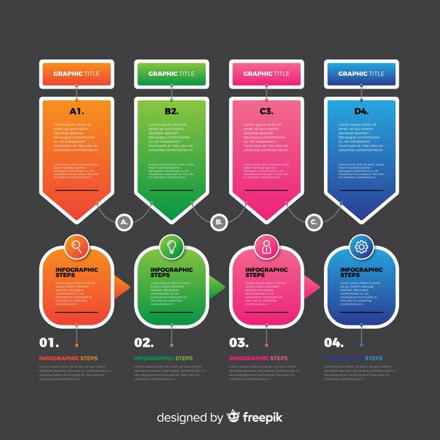 Pasos de infografía degradado colorido