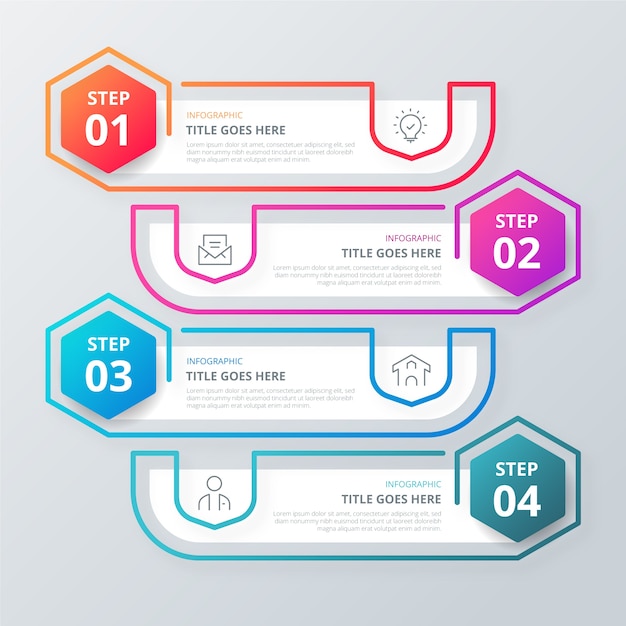 Pasos de infografía degradado colorido