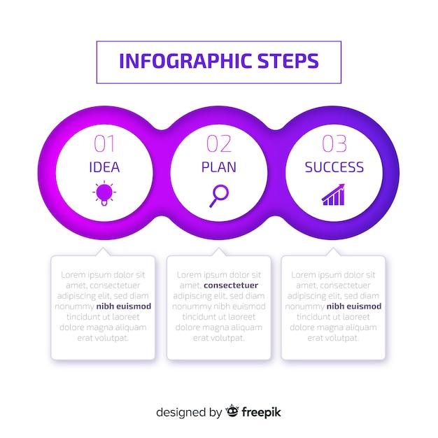 Pasos infografía degradados