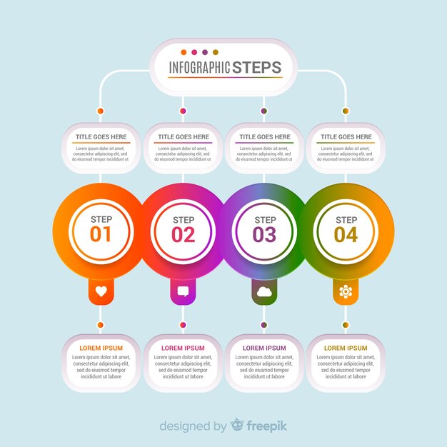 Pasos infografía degradados