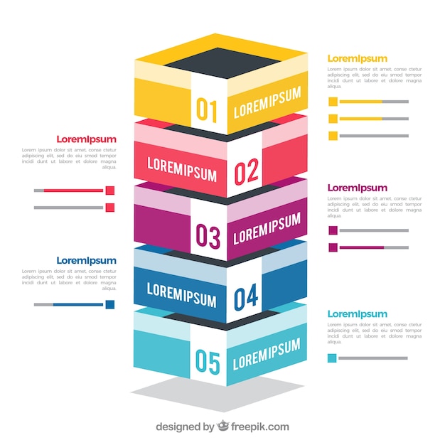 Vector gratuito pasos de infografía en estilo isométrico