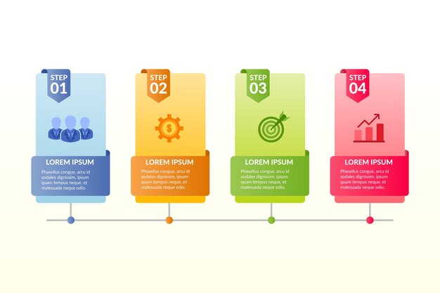 Pasos de infografía en estilo plano