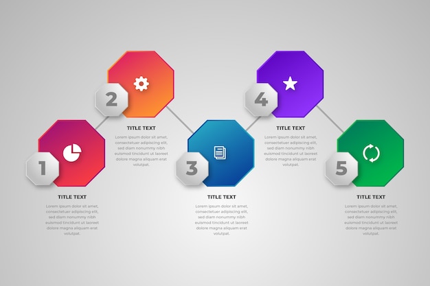 Vector gratuito pasos de infografía gradiente