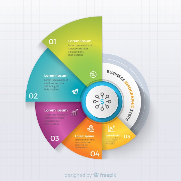 Pasos de infografía de negocios coloridos