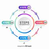 Vector gratuito pasos infografía planos con efecto degradado