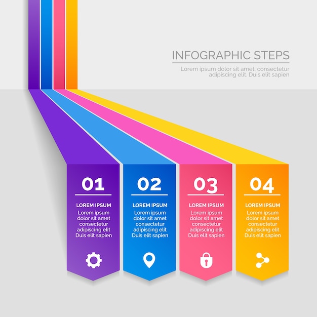 Pasos de infografía profesional en gradiente