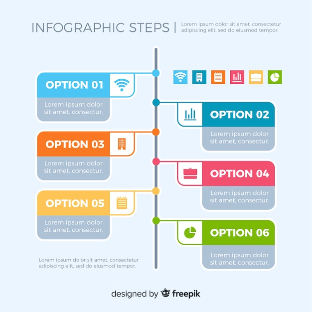 Vector gratuito pasos infográficos de diseño plano