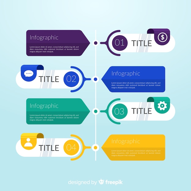 Pasos infográficos de diseño plano