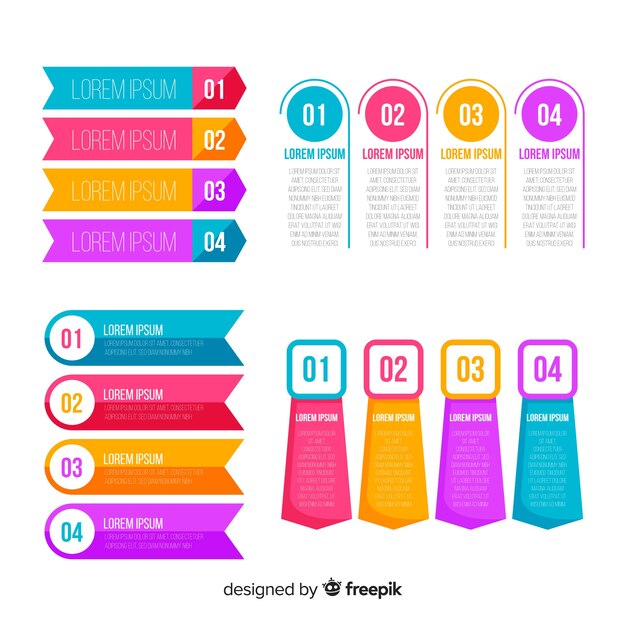Pasos infográficos de diseño plano