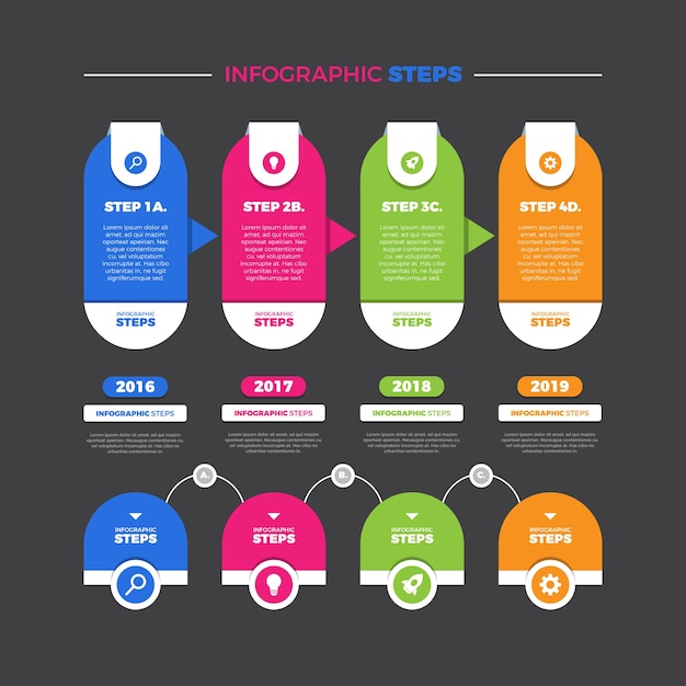 Vector gratuito pasos infográficos de diseño plano