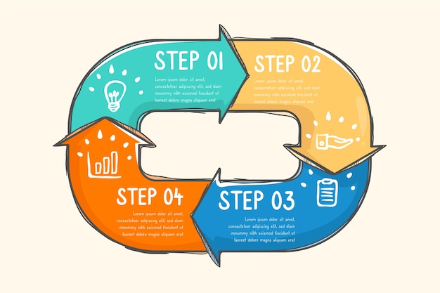 Vector gratuito pasos infográficos con flechas