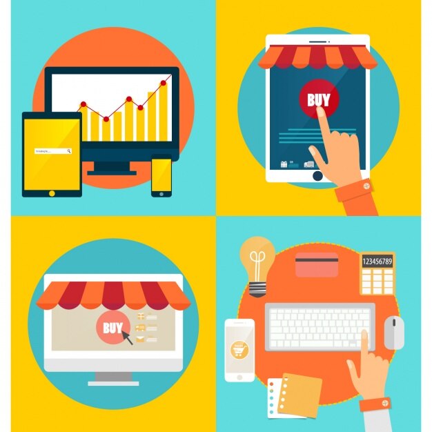 Pasos infográficos de tienda online