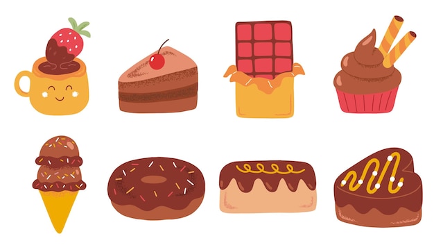 Vector gratuito pastel de chocolate comida dulce postre helado cumpleaños